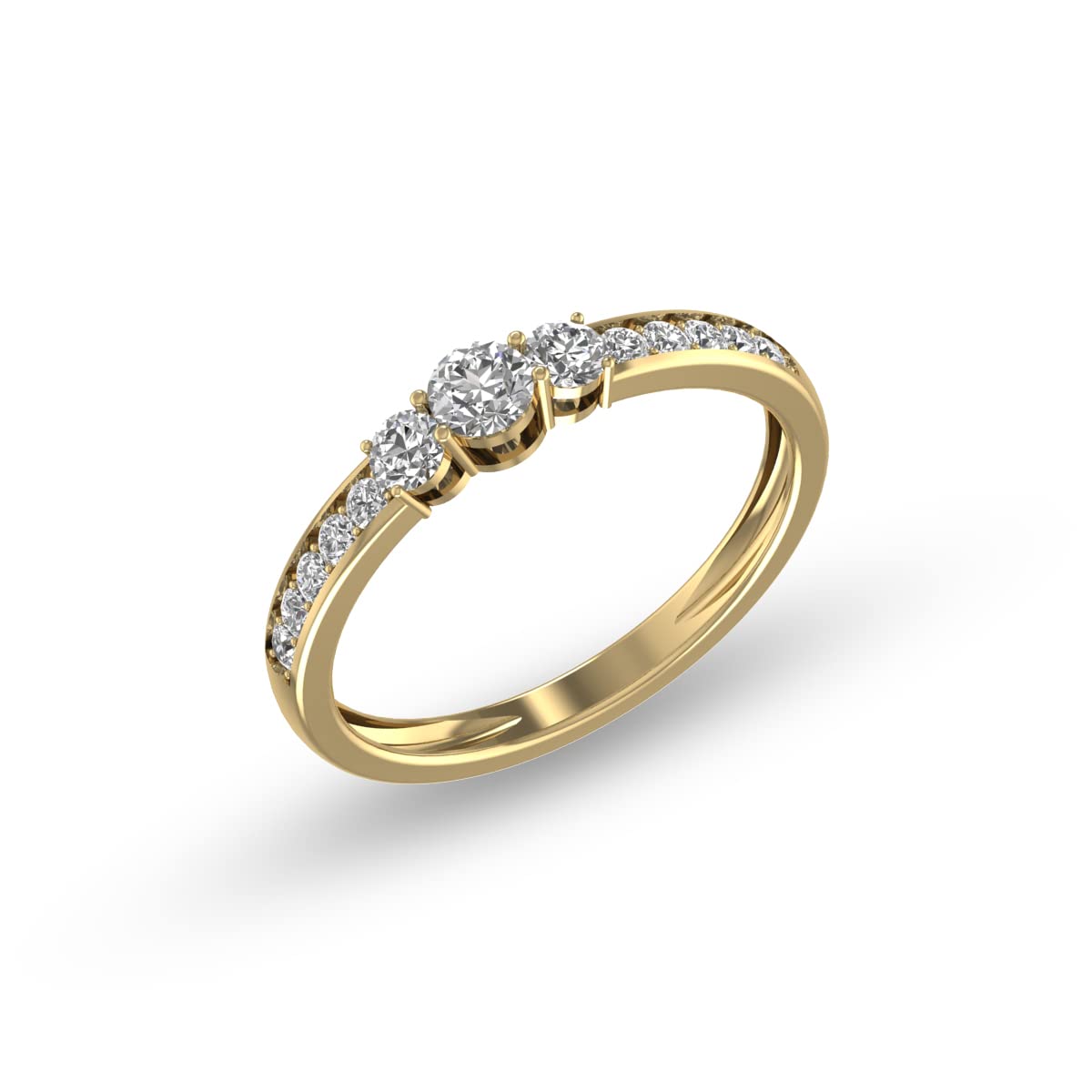 TimeLe$$ Classics 1/2 Carat TW Natural Diamond Three Stone Engagement Ring in 14K Yellow Gold (Ring Size 6)