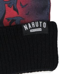 Bioworld Naruto Shippuden Itachi Akatsuki Shinobi Organization Cuffed Pom Beanie Hat Black