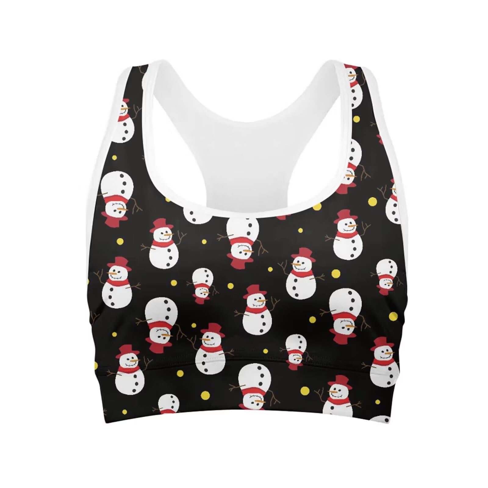 Forchrinse Cute Snowman Women’s Christmas Sports Bra Soft Seamless Workout Yoga Bras Crop Tank Top