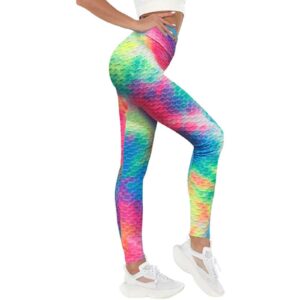 women's sexy leggings tie dye plus size high waist scrunch bubble butt lift workout anti cellulite yoga pants