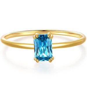 blossom & hue essential stackable baguette ring | size 8 | 18k gold plated .925 sterling silver | minimalist blue gemstone promise ring for her