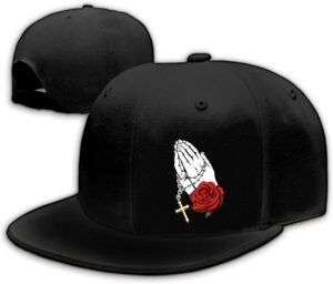 jesus praying hands cross hat christian jesus crosses rose flowers snapback hats for men flat bill adjustable snap backpack plain baseball cap christian gifts for women