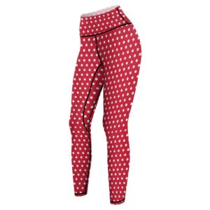 Lurhonp Women's Polka Dot Workout Leggings High Waist Tummy Control Yoga Pants,Red,2XL