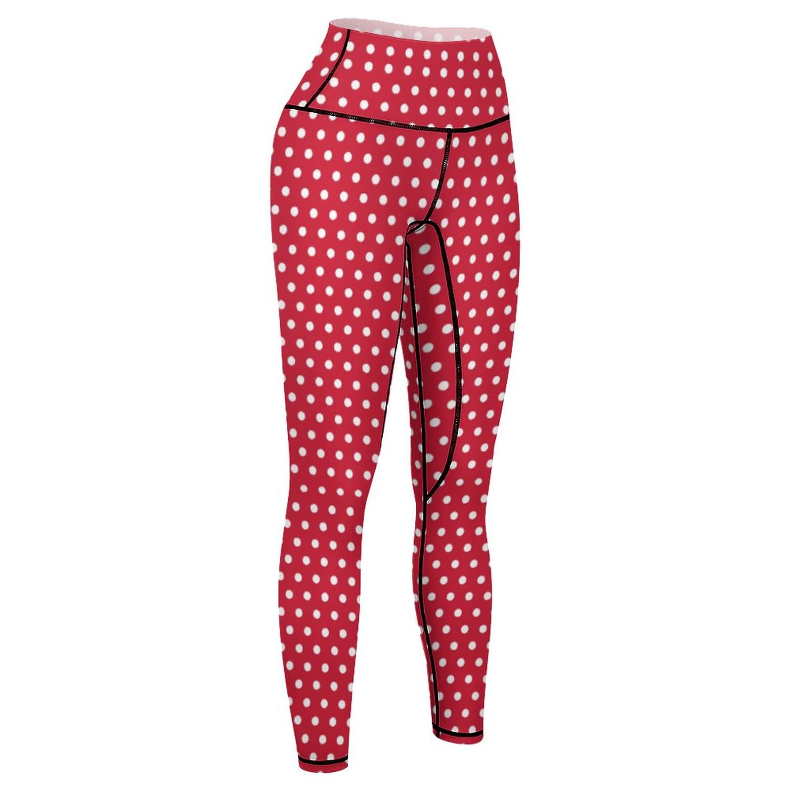 Lurhonp Women's Polka Dot Workout Leggings High Waist Tummy Control Yoga Pants,Red,2XL