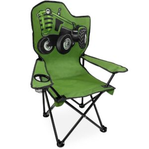 Black Sierra Camping Chair for Kids Ages 3-10, Children's Beach Chair with Cup Holder, Folding Child Lawn Chair with Carry Bag, Portable Chair for Travel Supports 150 Lbs.