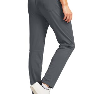 Men's Stretch Golf Pants with 6 Pockets Slim Fit Dress Pants for Men Travel Casual Work (Ink Grey, L)