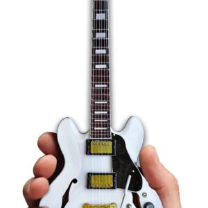 AXE HEAVEN Alex Lifeson Signature ES-355 Gibson Alpine White Miniature Guitar Model, 10"L x 4"W x 3"H"