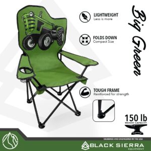 Black Sierra Camping Chair for Kids Ages 3-10, Children's Beach Chair with Cup Holder, Folding Child Lawn Chair with Carry Bag, Portable Chair for Travel Supports 150 Lbs.