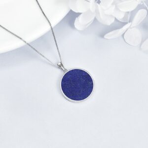 HUKKUN Moon Necklace Sterling Silver Natural Lapis Lazuli Moon and Star Necklace Moon Jewelry