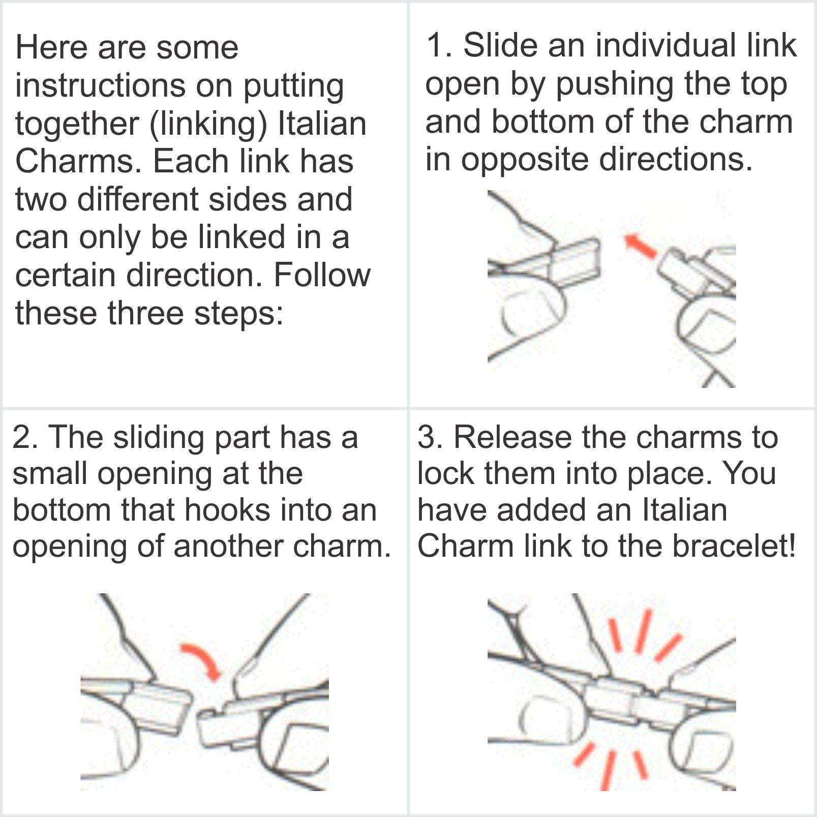 NewCharms April Heart Connector Italian Charm Set