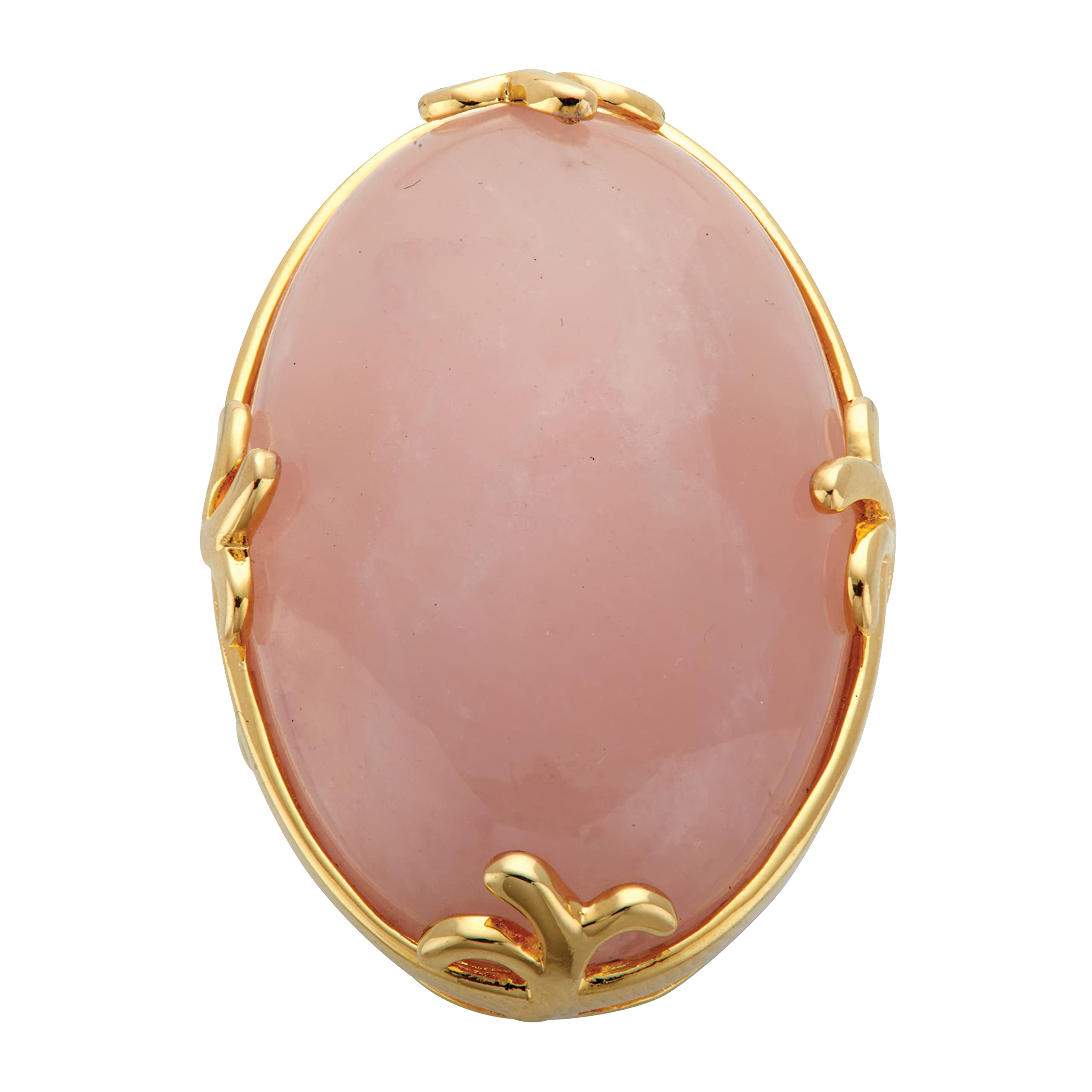 PalmBeach Jewelry 18k Yellow Gold Plated Oval Shaped Genuine Black Agate Green Jade or Rose Quartz Ring Size 10