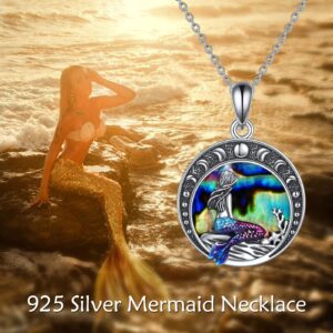 LUHE Mermaid Gifts Necklace Jewelry Gifts Sterling Silver Sea Mermaid Crescent Moon Pendant Necklace Christmas Birthday Gifts Jewelry for Women