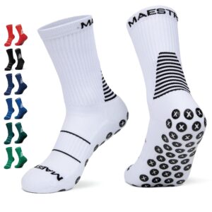 Maestro Grip Socks – Anti-Slip Socks for Men and Women – Soccer, Football, Basketball, Hockey Non-Slip Socks (as1, alpha, l, regular, regular, White)