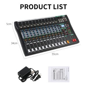 XTUGA CT120 12-Channel Professional Audio Mixer for Computer Recording Sound Controller Interface Built-in Digital Effect Studio Mixer with 48V Phantom Power,RCA Input/Output,MP3,Bluetooth,EQ