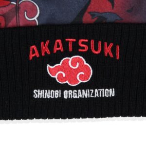 Bioworld Naruto Shippuden Itachi Akatsuki Shinobi Organization Cuffed Pom Beanie Hat Black