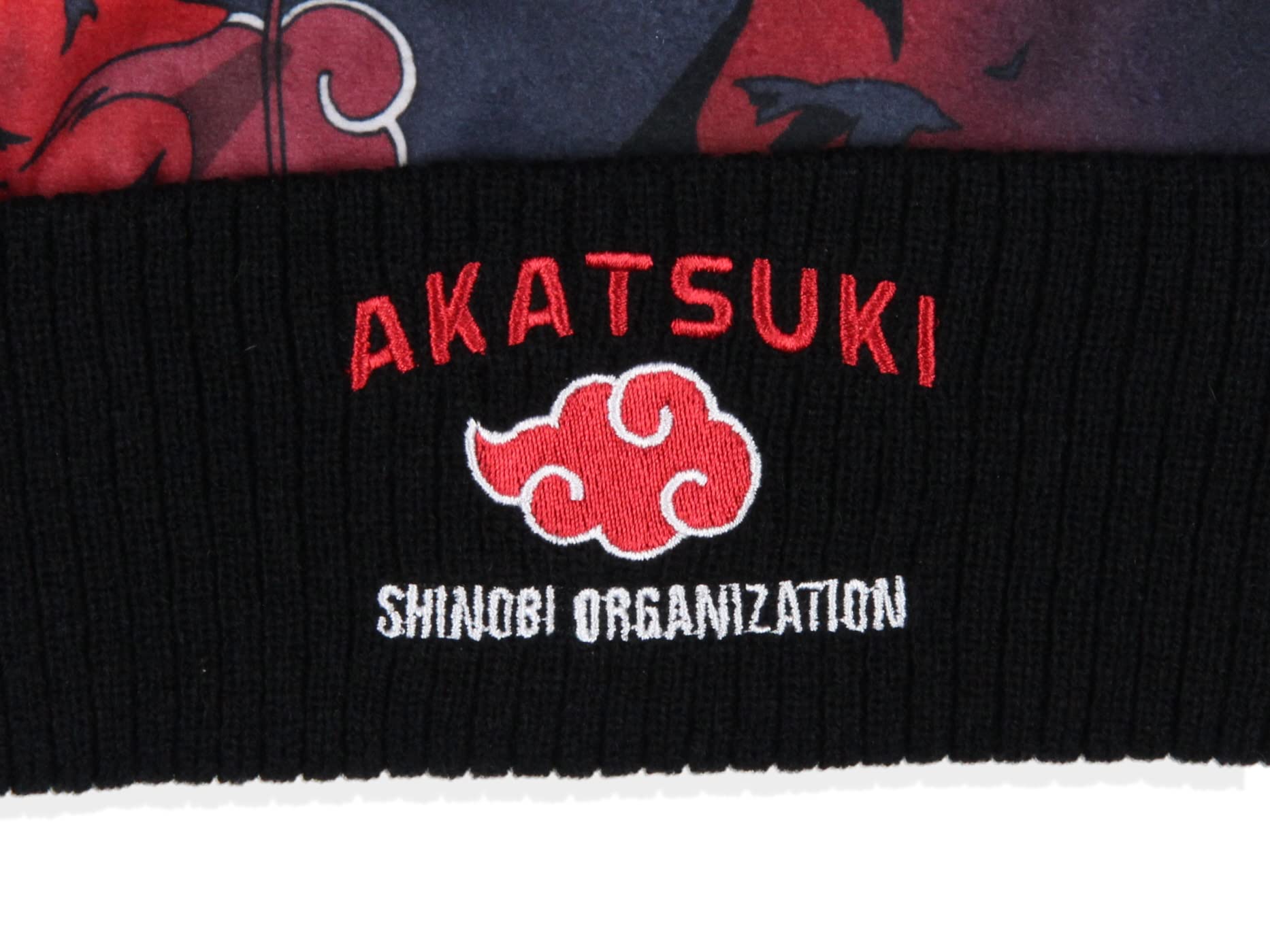 Bioworld Naruto Shippuden Itachi Akatsuki Shinobi Organization Cuffed Pom Beanie Hat Black