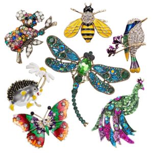 women brooch set crystal pin christmas gifts stocking stuffers vintage animal insect elegant flower pins brooches bulk for women girls set-d