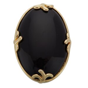 palmbeach jewelry 18k yellow gold plated oval shaped genuine black agate green jade or rose quartz ring size 8