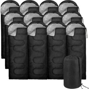 10 pack sleeping bags for adults cold weather bulk for homeless people, 4 seasons warm or cold lightweight indoor outdoor backpacking, camping (all black pack)