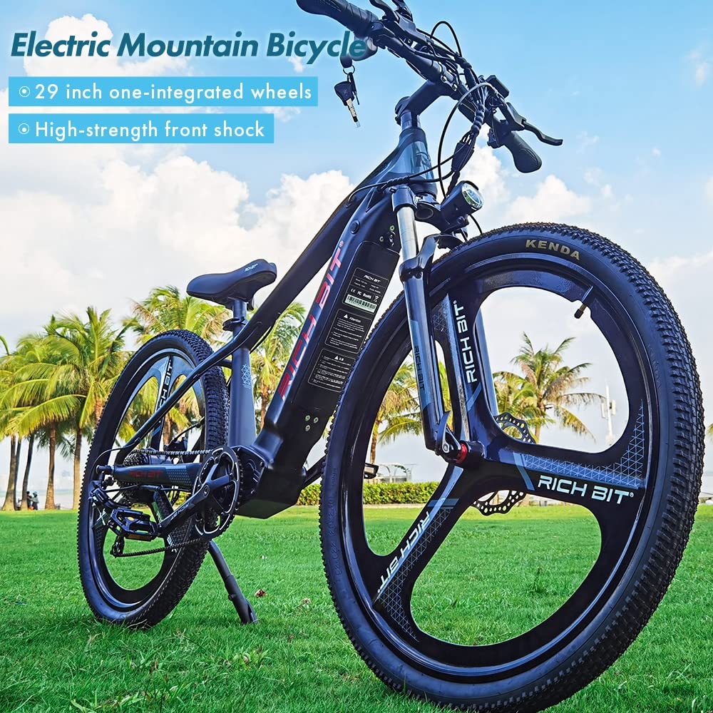 eECO-FLYING Electric Bikes for Adults,29inch Fat Tire electric mountain bicycle,500w 48v hidden in The frame Removable Battery E Bike (Black+Yellow logo)