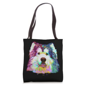 Colourful Splash Dog Alaskan Malamute Tote Bag