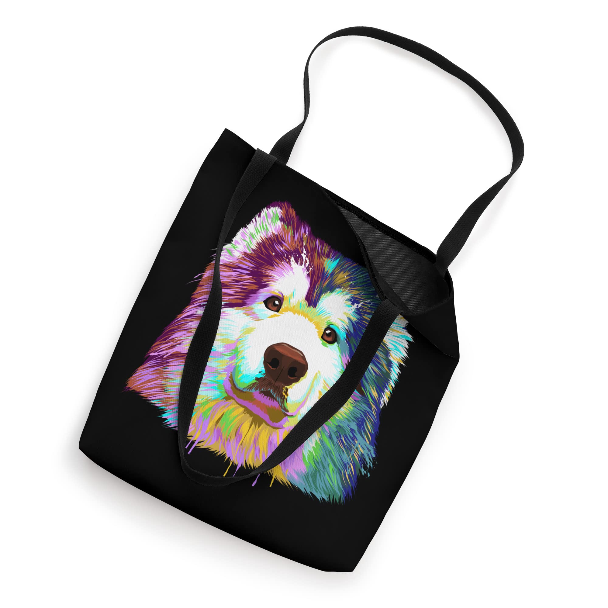 Colourful Splash Dog Alaskan Malamute Tote Bag