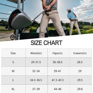 Men's Stretch Golf Pants with 6 Pockets Slim Fit Dress Pants for Men Travel Casual Work (Ink Grey, L)