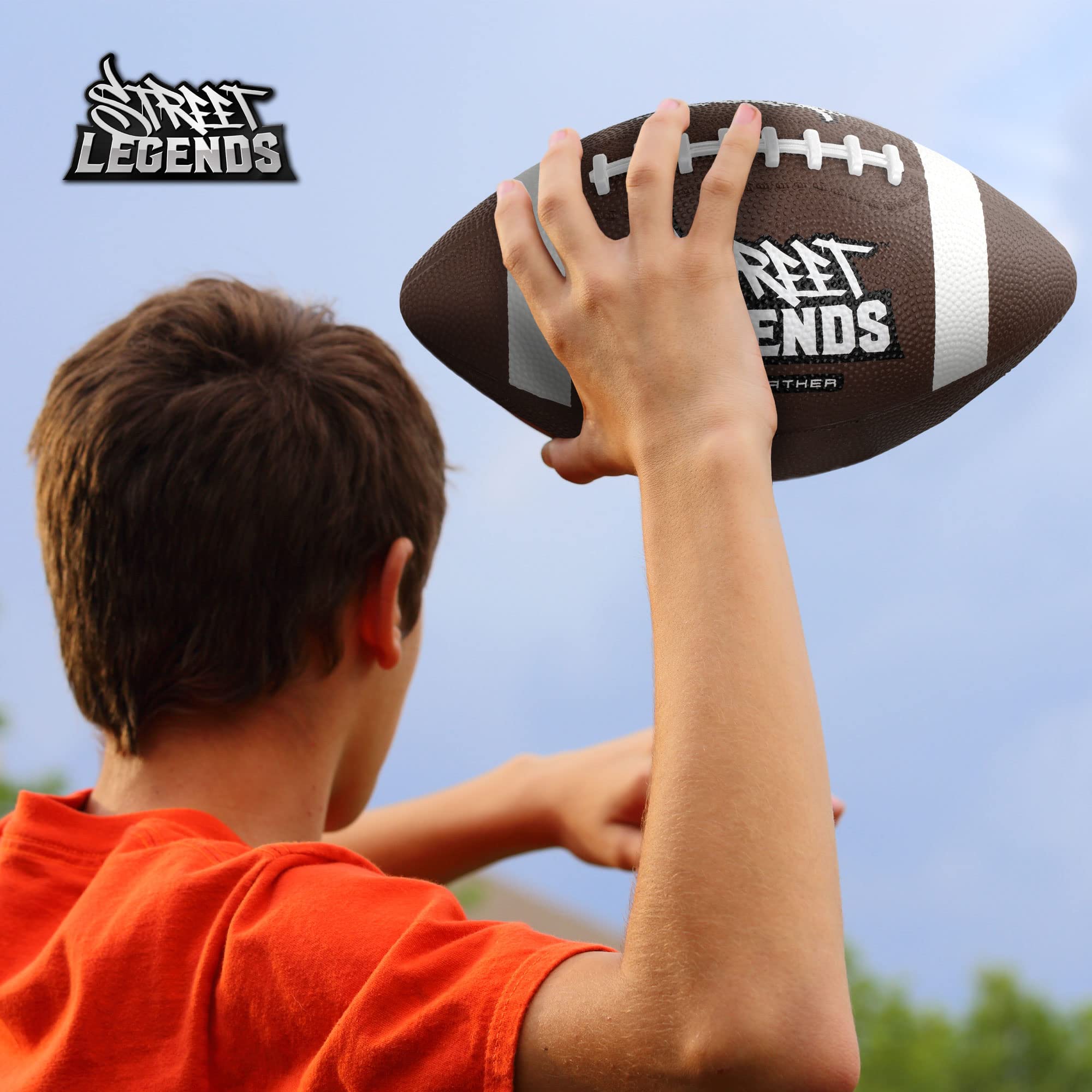 Street Legends Youth Football for Kids: Size 7 Rubber Football for Training, Practicing, Recreational Play- Kids Football (Brown/White)