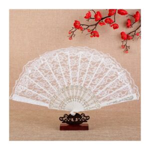 ixoup retro style lace cheongsam fan folding fan lace fan catwalk hanfu black circular fan small fan (color : 2)