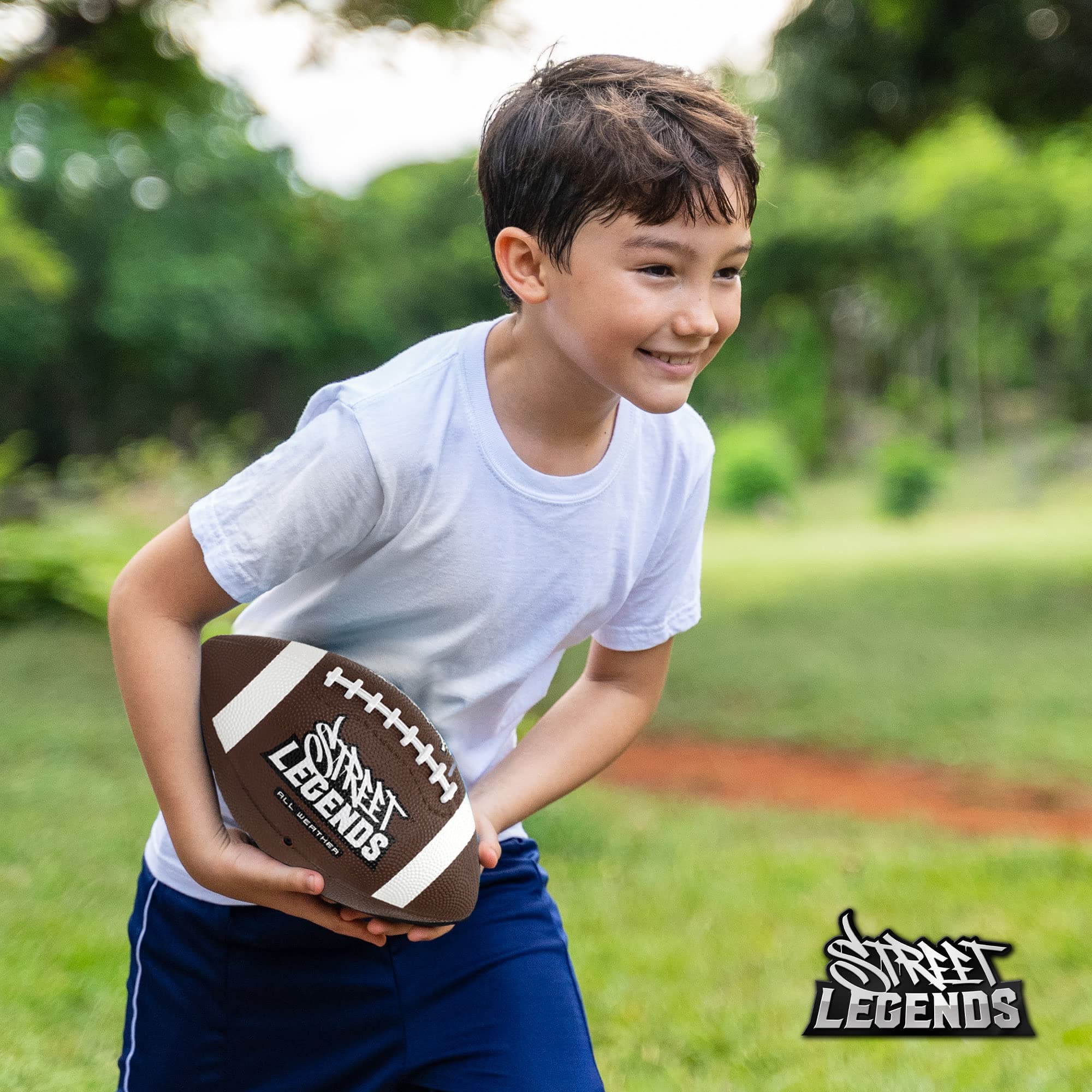 Street Legends Youth Football for Kids: Size 7 Rubber Football for Training, Practicing, Recreational Play- Kids Football (Brown/White)