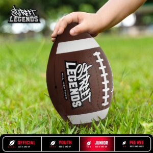 Street Legends Youth Football for Kids: Size 7 Rubber Football for Training, Practicing, Recreational Play- Kids Football (Brown/White)