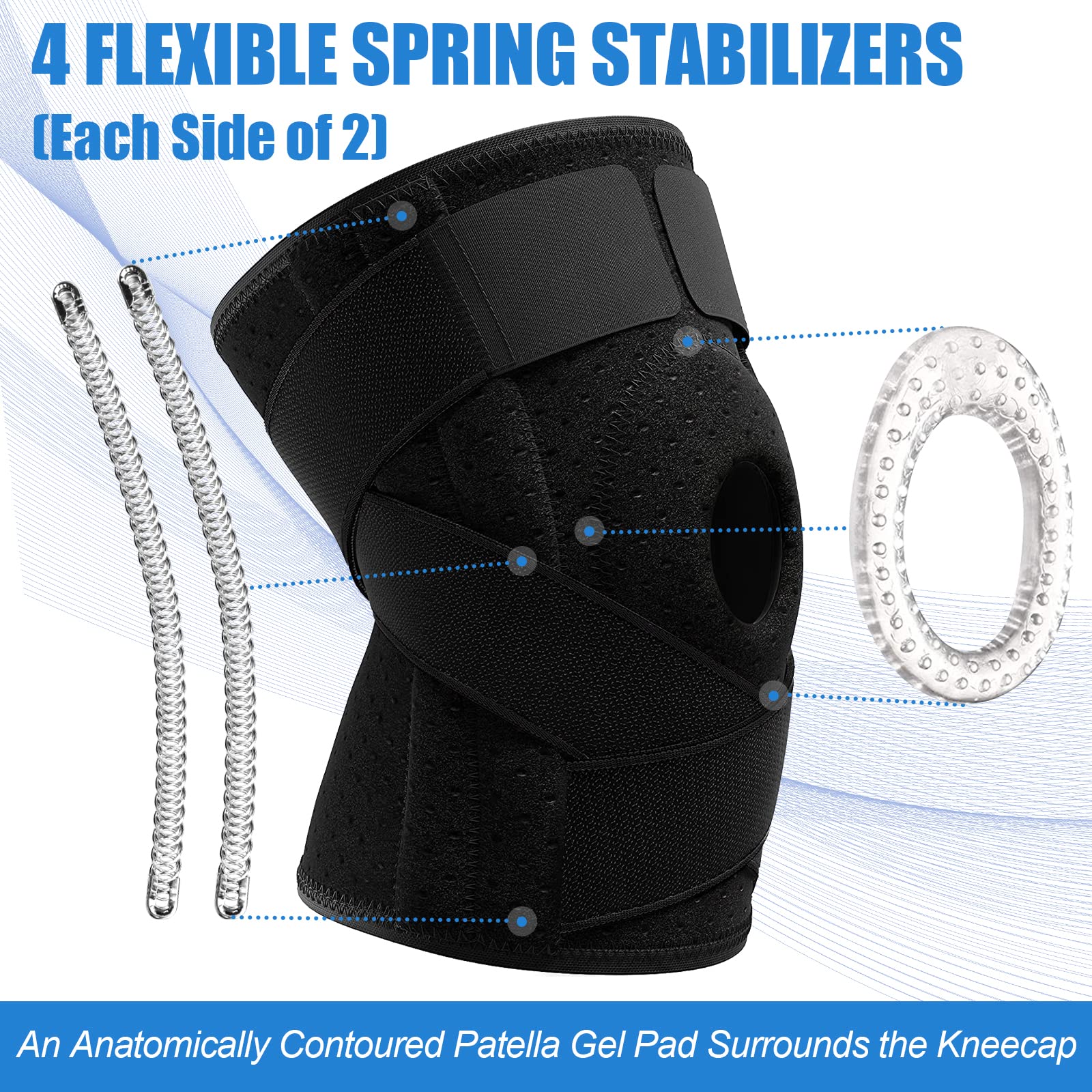 NEENCA Knee Brace for Knee Pain, Adjustable Knee Support with Patella Gel Pad & Side Spring Stabilizers, Knee Wrap for Arthritis, Meniscus Tear, ACL, Knee Pain Relief, Runner, Sport - FSA/HSA Approved