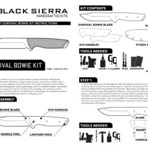 Black Sierra Survival Bowie Knife Building Kit - Hunting Knife with Sheath, DIY Stainless Steel Fixed Blade Full Tang Camping Knife comes with Kydex Sheath, Gift Idea