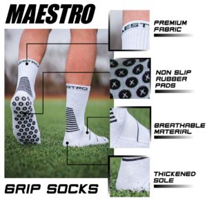 Maestro Grip Socks – Anti-Slip Socks for Men and Women – Soccer, Football, Basketball, Hockey Non-Slip Socks (as1, alpha, l, regular, regular, White)