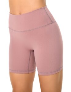 yunoga women's high waist athletic shorts 6" inseam yoga shorts no front seam workout running biker shorts (s, pink)