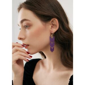 URIZZD Dangle Earrings for Women, Hypoallergenic Earrings Drop Trendy Gift for Her (Purple)