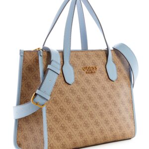 GUESS Silvana Small Tote, Latte Logo/Slate