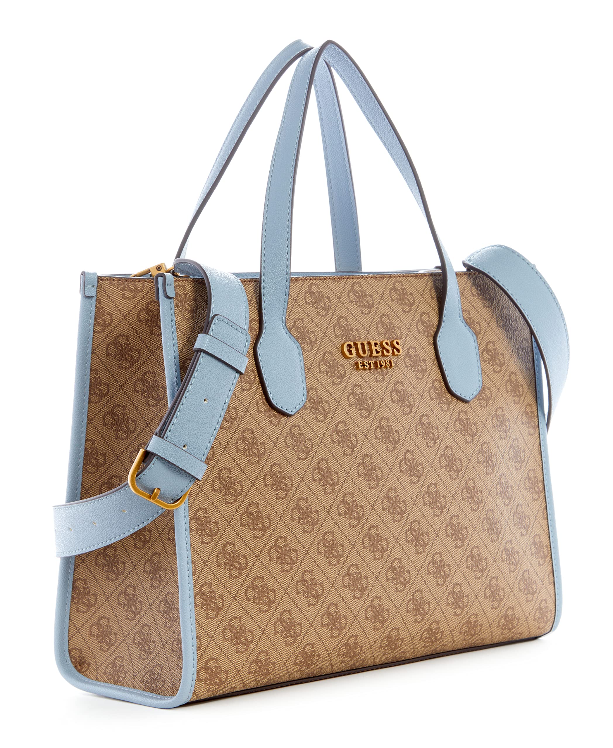 GUESS Silvana Small Tote, Latte Logo/Slate