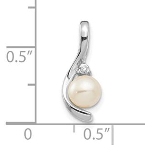 Avariah Solid 14k White Gold FW Cultured Pearl and Diamond Pendant - 17mm