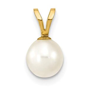 avariah solid 14k yellow gold 6-7mm white round freshwater cultured pearl pendant - 10mm