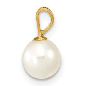 Avariah Solid 14K Yellow Gold 6-7mm White Round Freshwater Cultured Pearl Pendant - 10mm