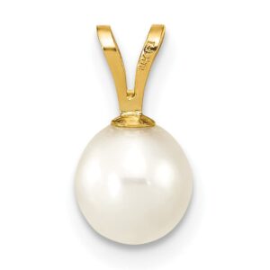 Avariah Solid 14K Yellow Gold 6-7mm White Round Freshwater Cultured Pearl Pendant - 10mm