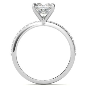 10K Solid White Gold Handmade Engagement Rings 2.5 CT Princess Cut Moissanite Diamond Solitaire Wedding/Bridal Ring Set for Women/Her Propose Ring (10.5)