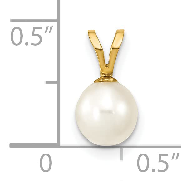 Avariah Solid 14K Yellow Gold 6-7mm White Round Freshwater Cultured Pearl Pendant - 10mm