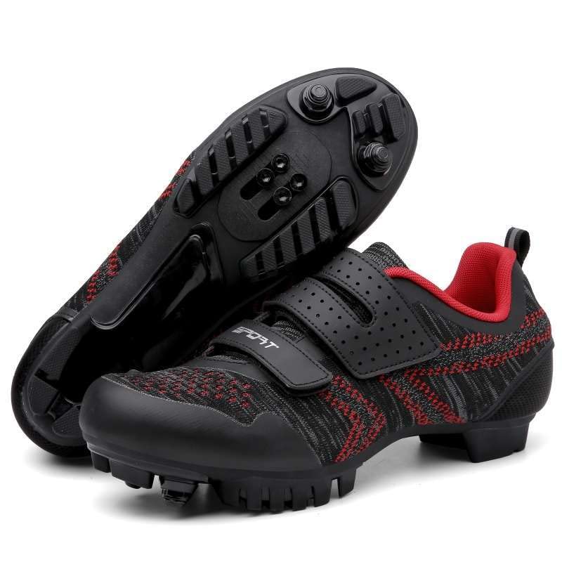 Ksloutdoor Unisex Outdoor Sports Cycling Shoes MTB/Mountain Men's Bike Shoes SPD Women's Compatible 2-Bolt Red Size 8/10.5