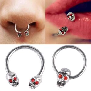 rgwtgkyh 2PS Skull Body Jewelry Surgical Steel Skull Nose Ring Nipple Rings Exaggerated Halloween Nose Ring Hoop Skull Septum Ring for Women