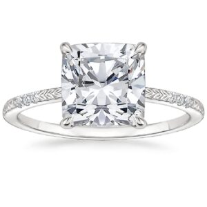 10k solid white gold handmade engagement ring 2.0 ct cushion cut moissanite diamond solitaire wedding/bridal ring set for womens/her propose rings (6)