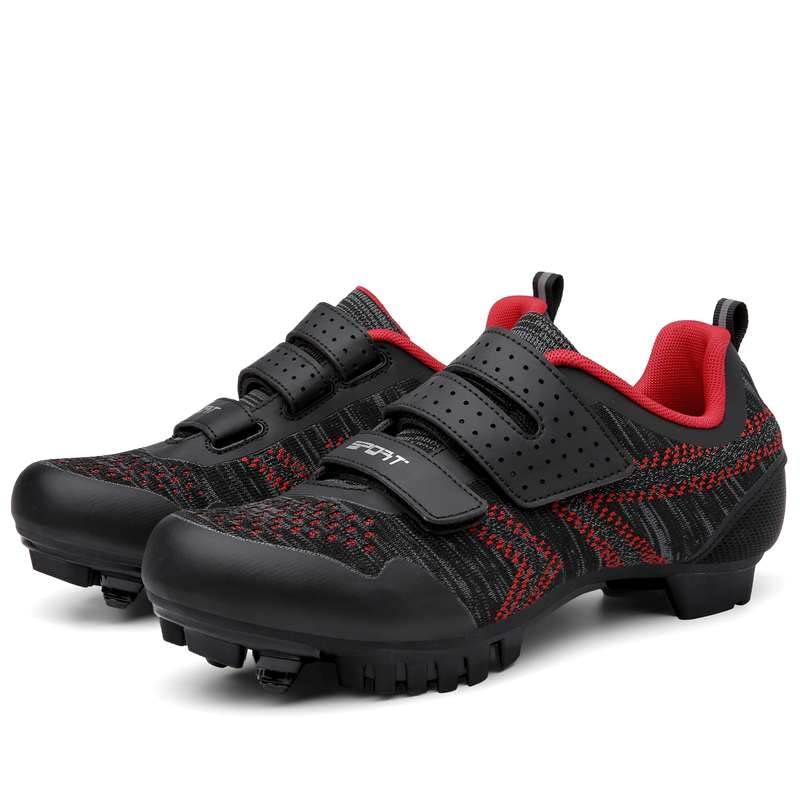 Ksloutdoor Unisex Outdoor Sports Cycling Shoes MTB/Mountain Men's Bike Shoes SPD Women's Compatible 2-Bolt Red Size 8/10.5