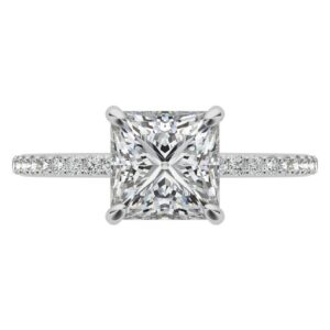 10K Solid White Gold Handmade Engagement Rings 1.5 CT Princess Cut Moissanite Diamond Solitaire Wedding/Bridal Ring Set for Women/Her Propose Ring (4)