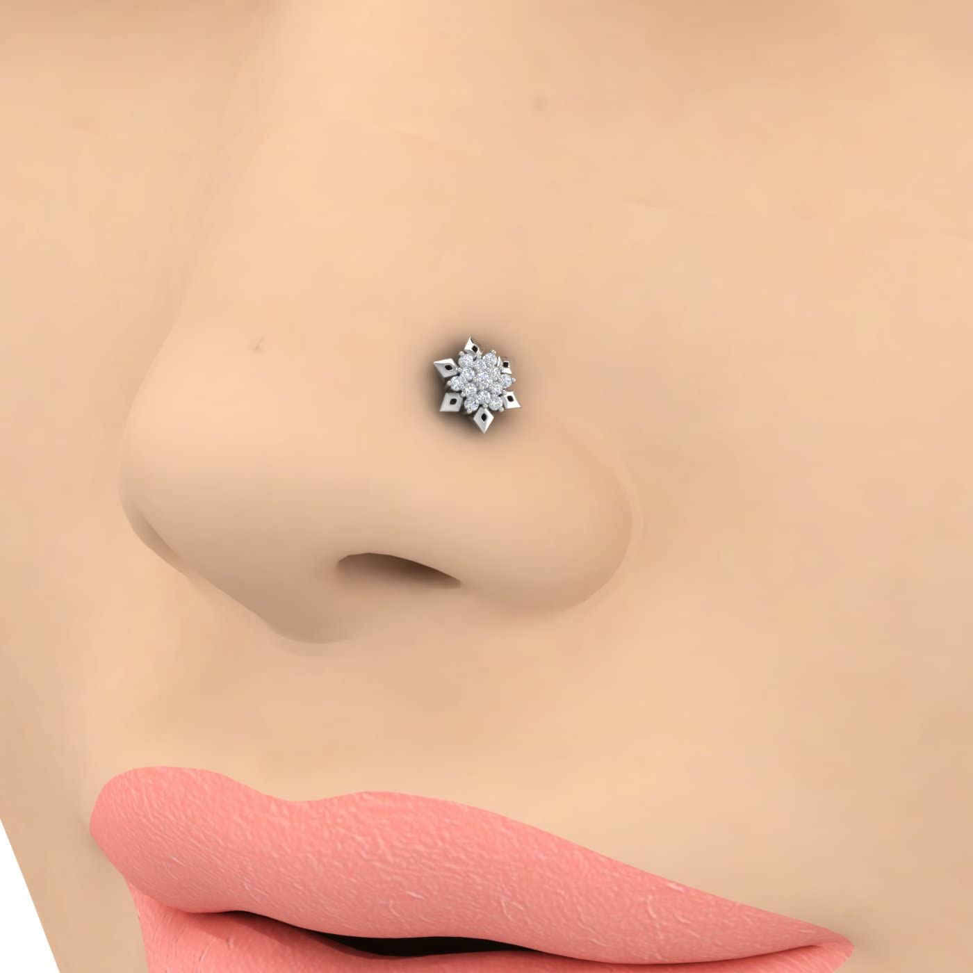 FINEROCK 0.06 Carat Diamond Nose Pin in 14K White Gold